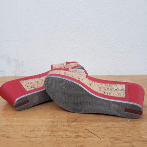 PRADA Y2K Red and Cork Platform Slip On Sandals - Picture 9 of 11